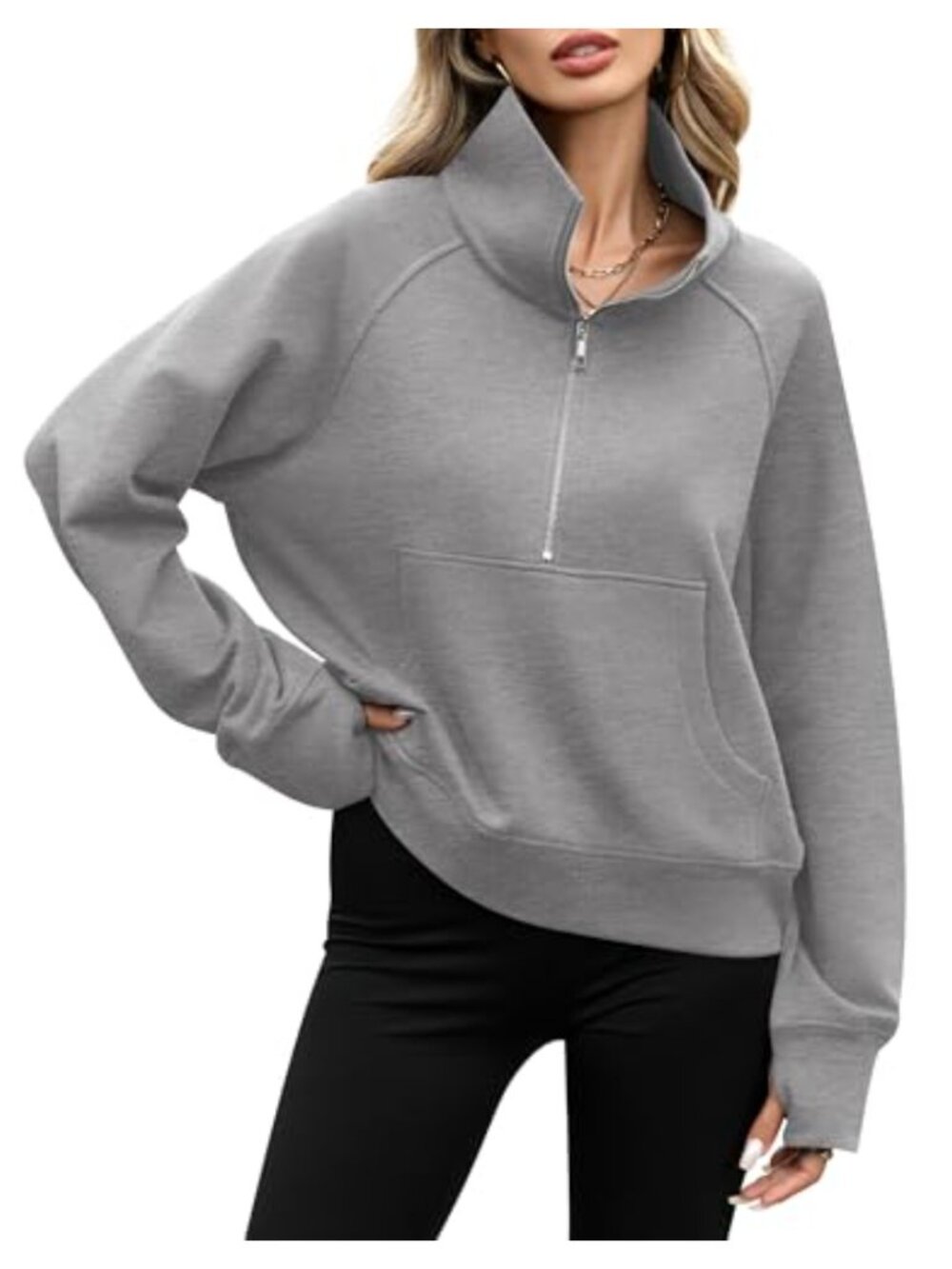 Women's Half Zip Fleece Sweatshirt Raglan Long Sleeve Oversized Pullover